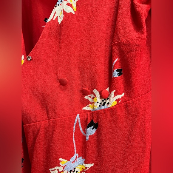 Free People Medium On My Side Floral Red V-Neck Wrap Dress - Picture 9 of 16